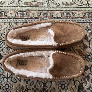UGG Chestnut Suede Slippers with Cream Lining